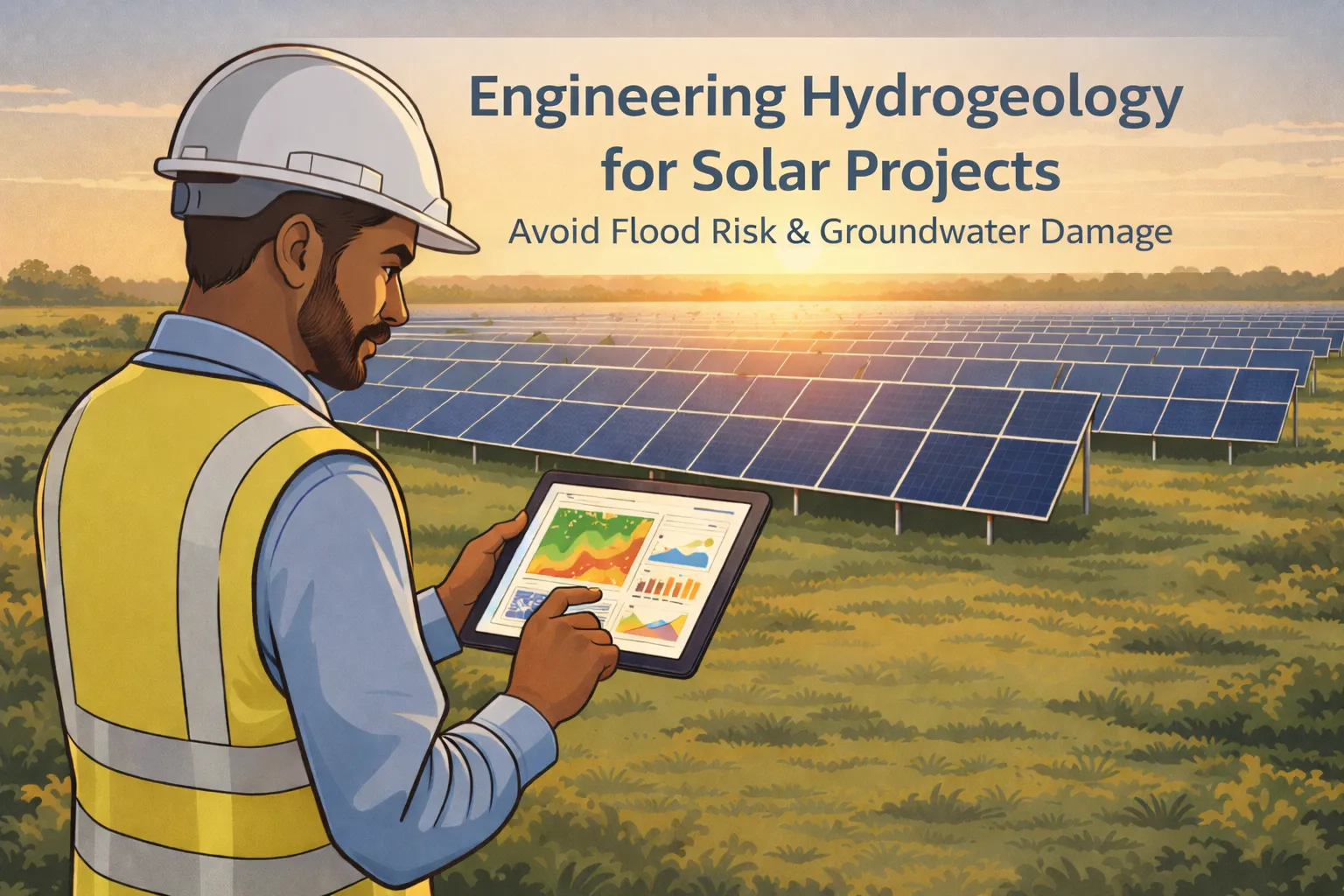Engineering hydrogeology expert conducting subsurface groundwater investigation at solar park India