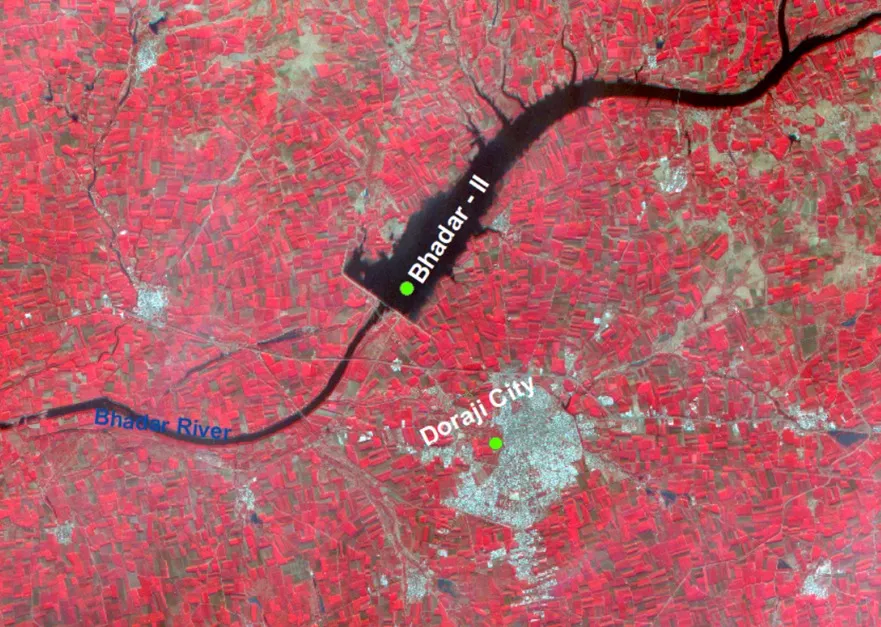 geo hydrological survey satellite image showing groundwater potential near river in India