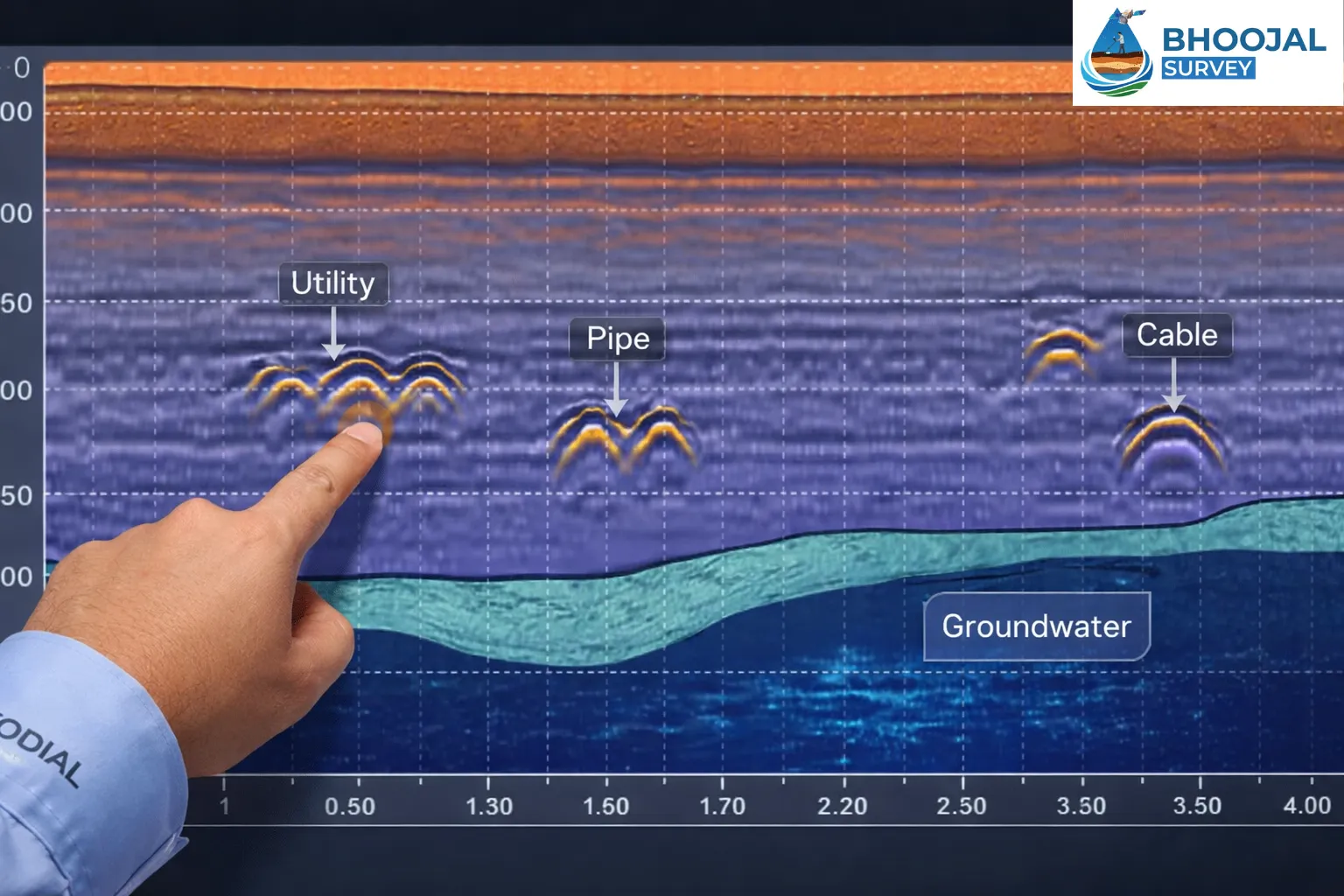 GPR Survey Data Output: Subsurface Utility Mapping Profile